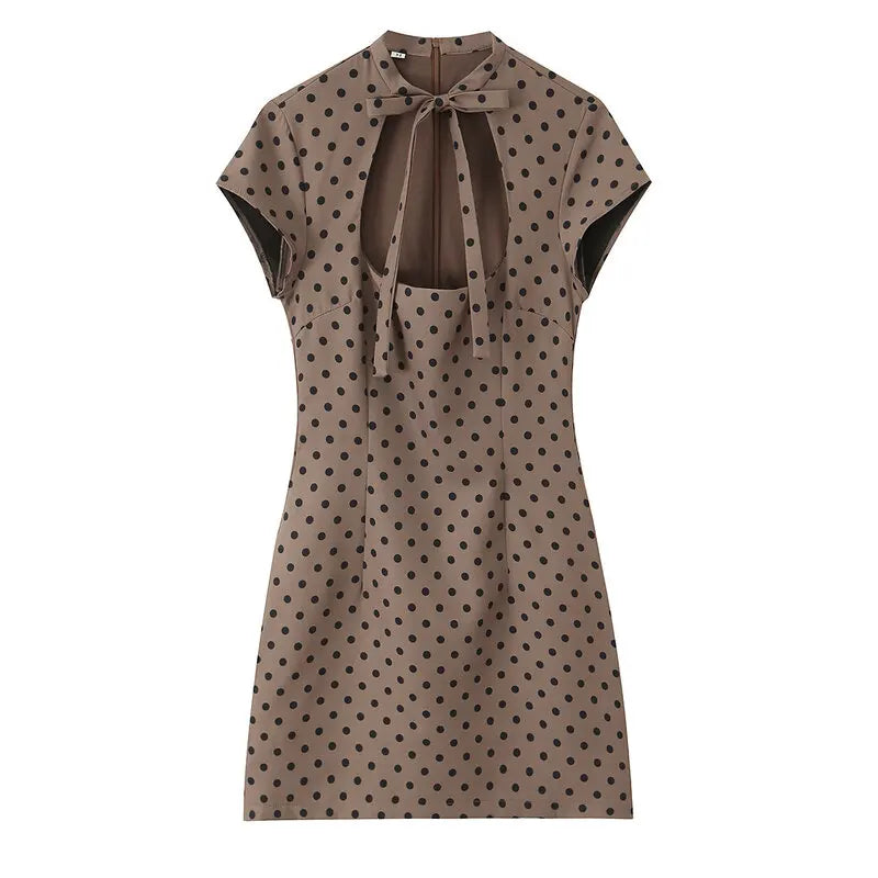 VALORIA | Women’s stylish polka dot bow mini dress for summer parties and weekend outings