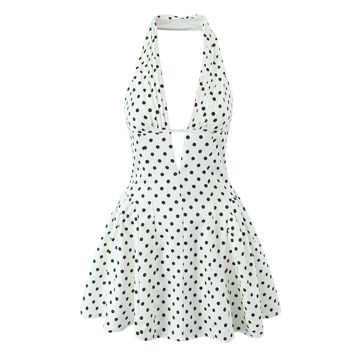 VALORIA | Women’s stylish polka dot halter mini dress for summer parties and vacations