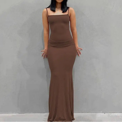 VALORIA | Women’s stylish satin backless slip maxi dress flowing silhouette
