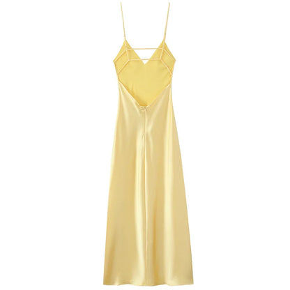 VALORIA | Women’s stylish satin slip maxi dress for weddings and evening occasions
