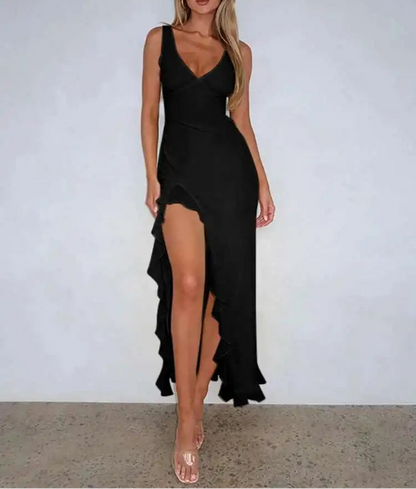 VALORIA | Women’s stylish sleeveless high split midi dress for parties and evening events