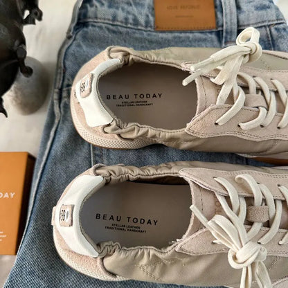 VALORIA | Women’s suede patchwork sneakers modern casual style