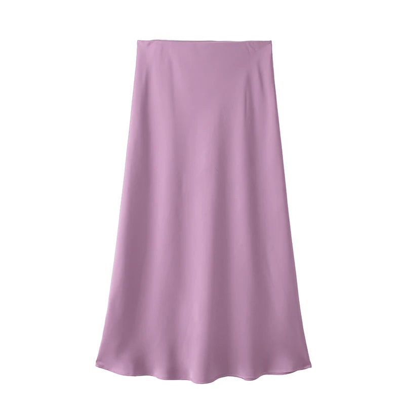 VALORIA | Women’s timeless satin midi skirt designed for modern elegance and versatile 