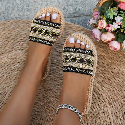 VALORIA | Women’s trendy bohemian tassel slides vacation outfit look