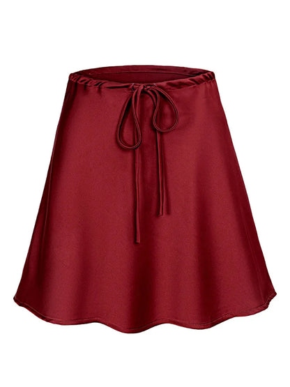 VALORIA | Women’s trendy satin mini skirt with adjustable side ruching and modern style