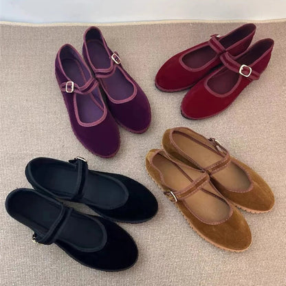 VALORIA | Women’s velvet Mary Jane flats