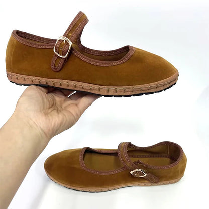 VALORIA | Women’s velvet Mary Jane flats elegant vintage-inspired design