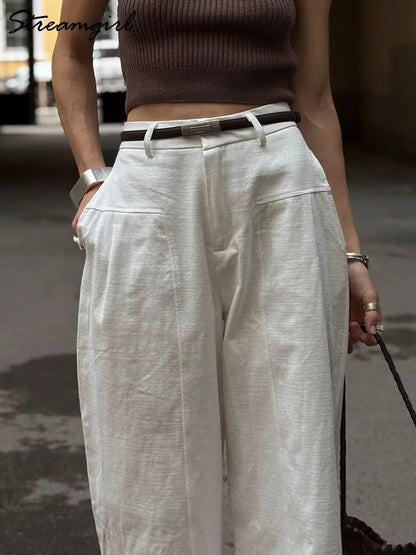 VALORIA | Women’s versatile cotton linen wide leg pants casual everyday wear