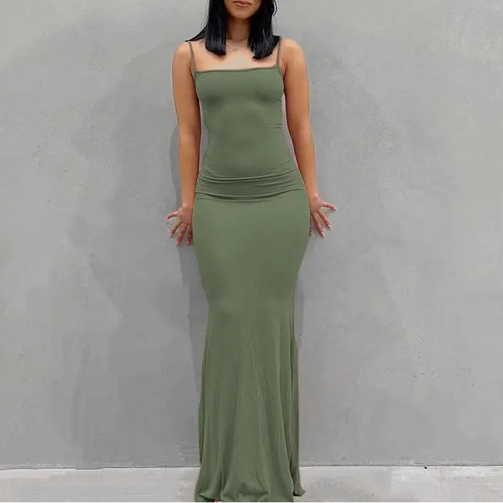 VALORIA | Women’s versatile satin backless slip maxi dress wedding guest style