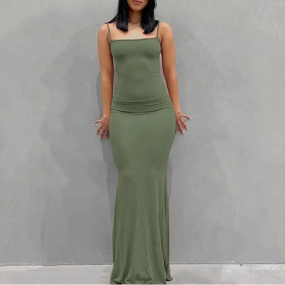 VALORIA | Women’s versatile satin backless slip maxi dress wedding guest style