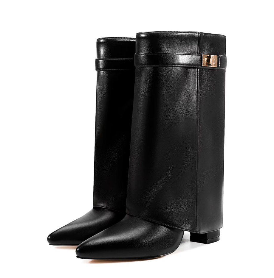 black2  knee-high boots on a white background 2
