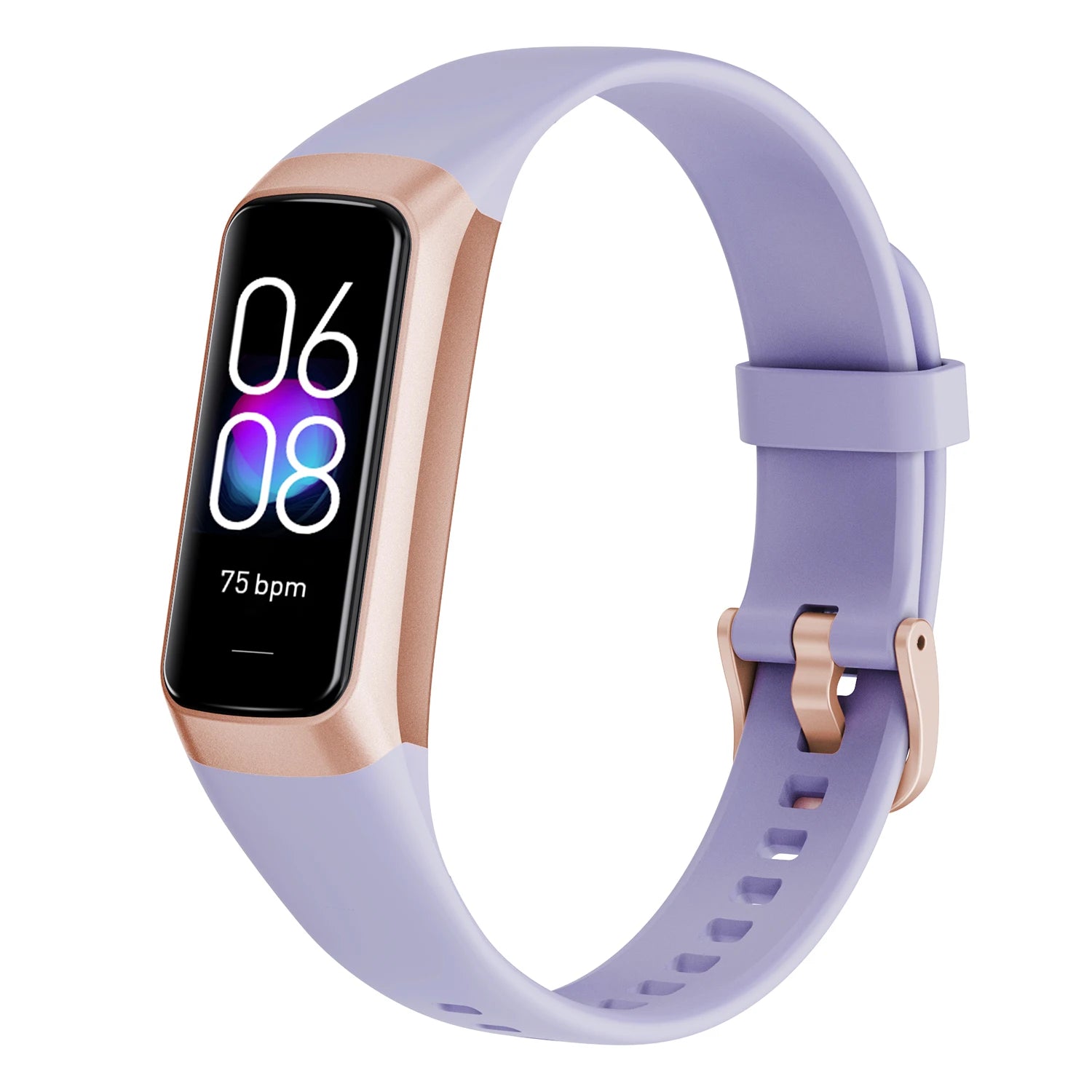 Smartwatch with a purple band on a white background