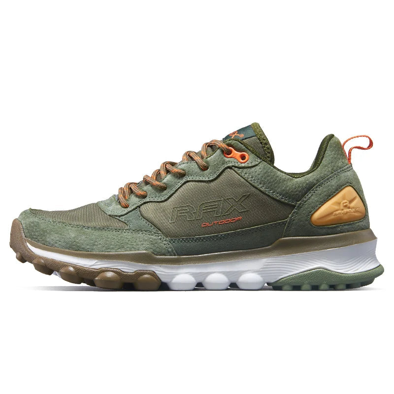 Green RAX hiking shoe on a white background