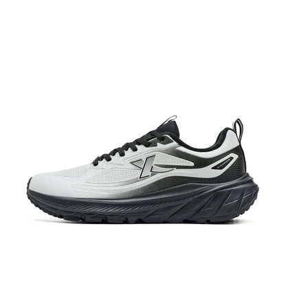 White and black running shoe on a white background