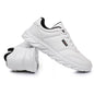 White sneakers with black accents on a white background