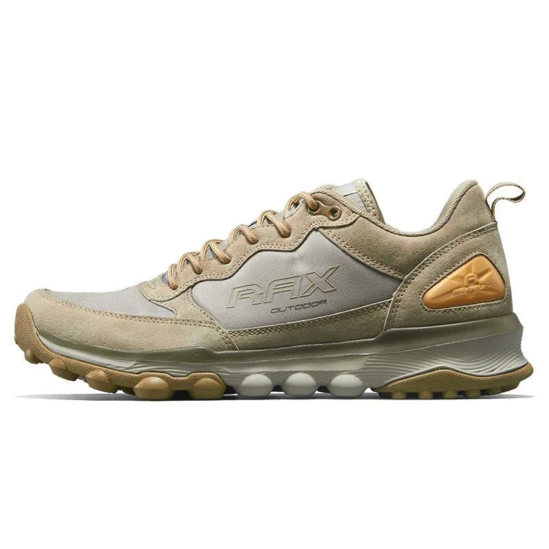 Beige RAX hiking shoe on a white background