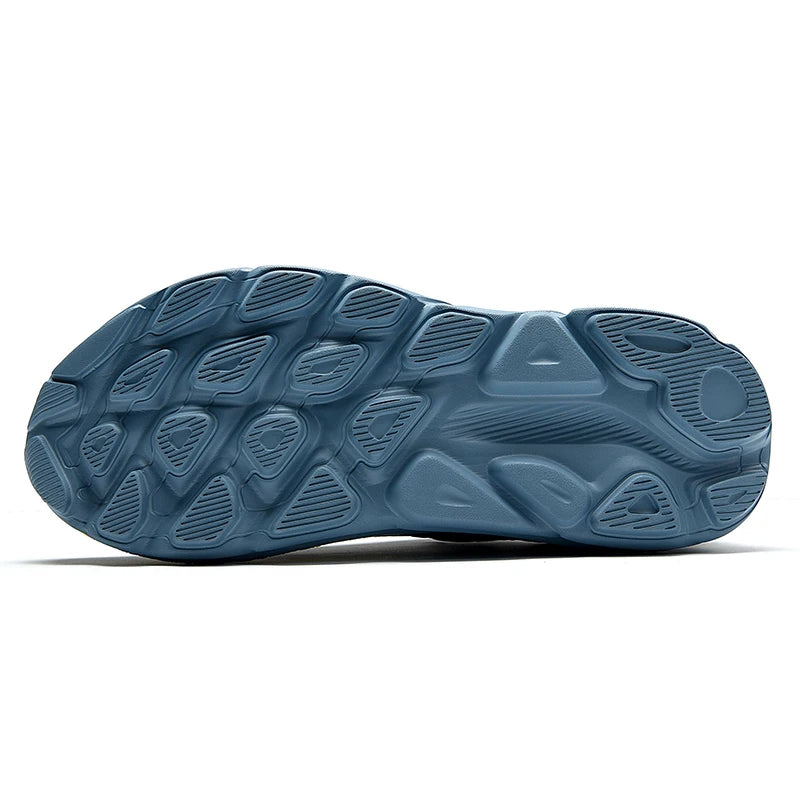 Blue athletic shoe sole on a white background