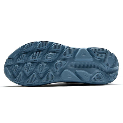 Blue athletic shoe sole on a white background