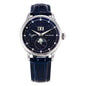 Watch with blue strap and starry face on a white background